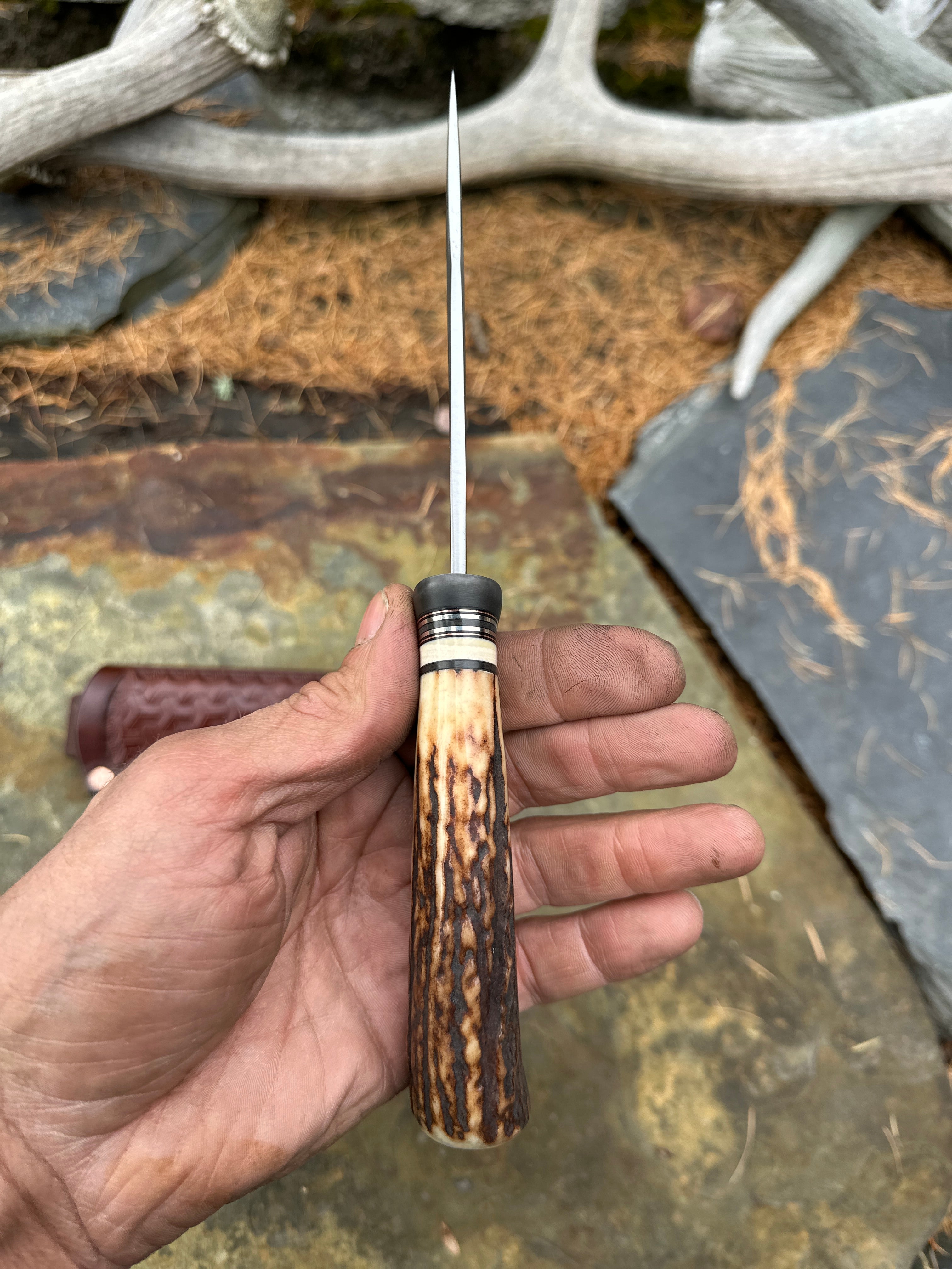 Sambar Stag & Mammoth Ivory Clip Point XL Trout & Bird – Behring Made