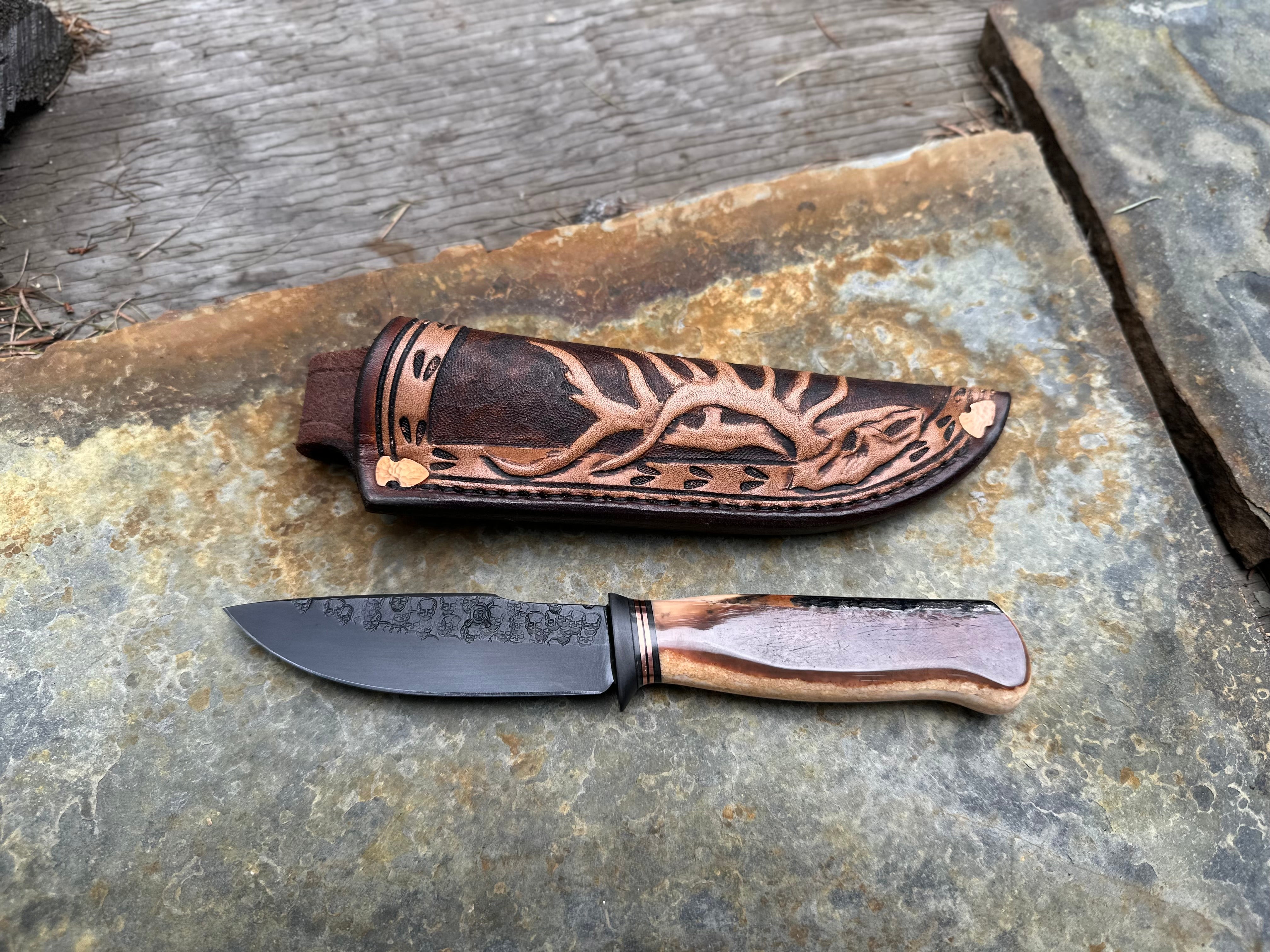 Ghost Skull EDC, Fossil Walrus Ivory, Mudbone Leather – Behring Made