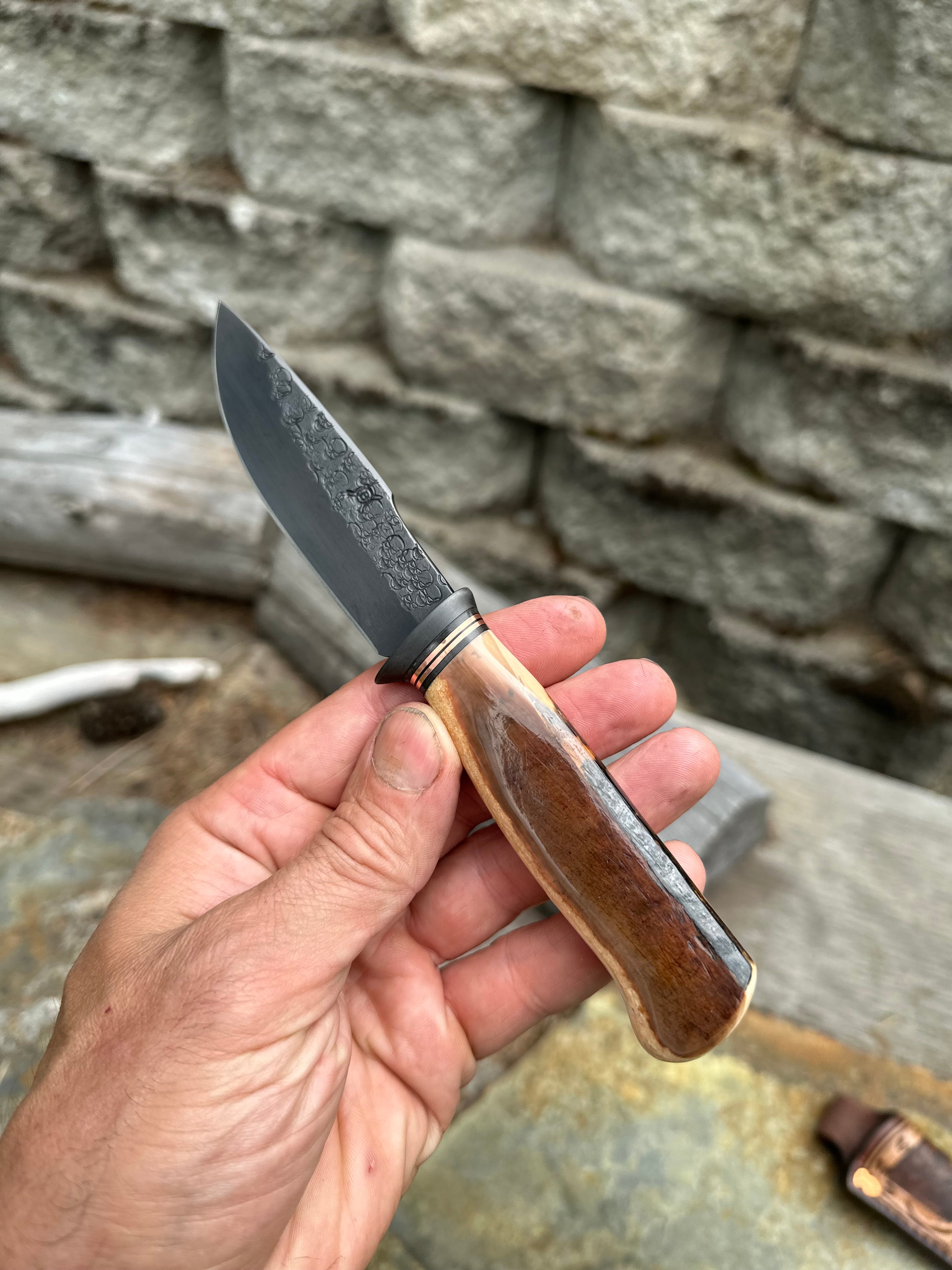 Ghost Skull EDC, Fossil Walrus Ivory, Mudbone Leather – Behring Made