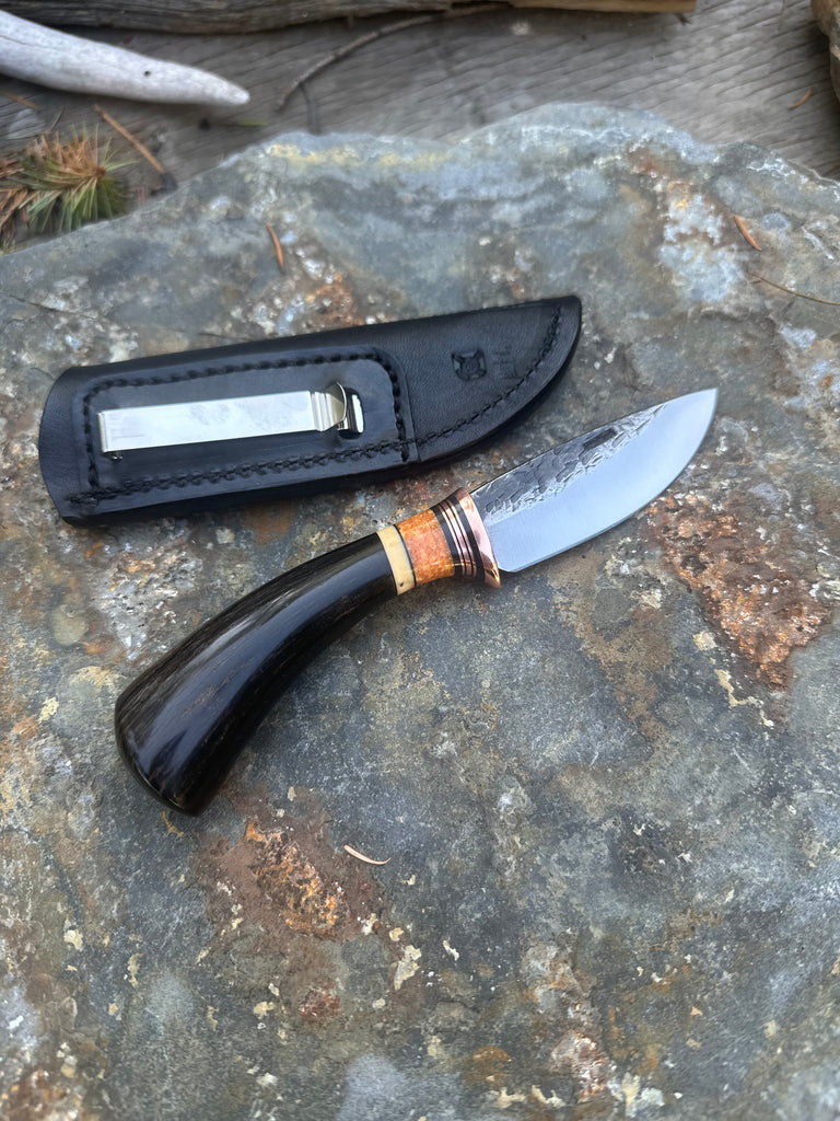 Ivory and Buffalo Horn Drop Point Pocket Knife