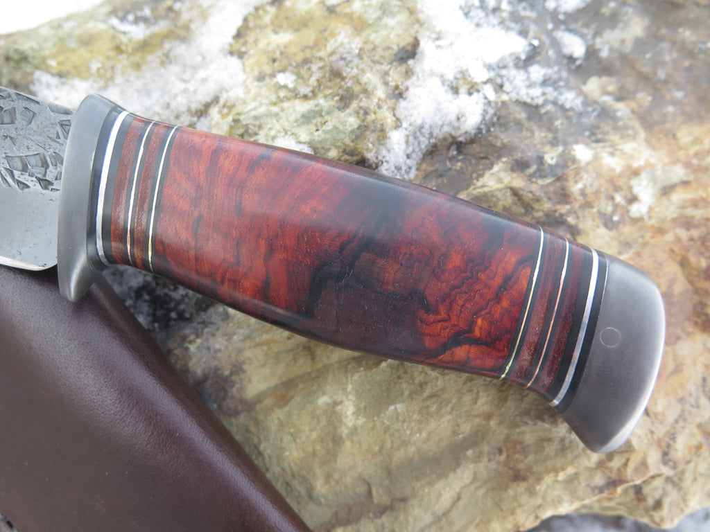 Premium Cocobolo and Horsehide Blued Drop Point