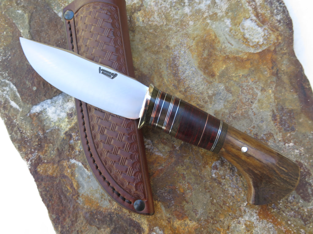 Crotch Stag and Horsehide Triple Clip Point