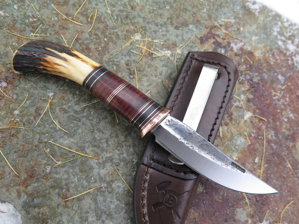 Premium Sambar Stag and Horsehide Pocket Knife