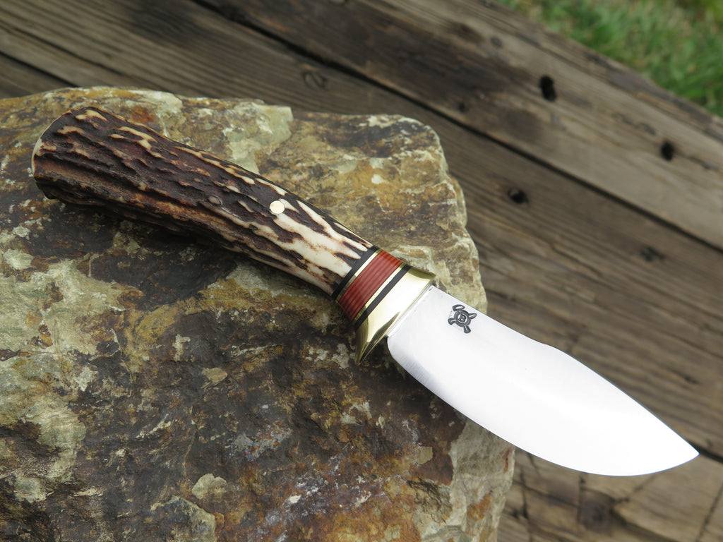 Premium Sambar Stag Canoe Knife w/ Mudbone Leather