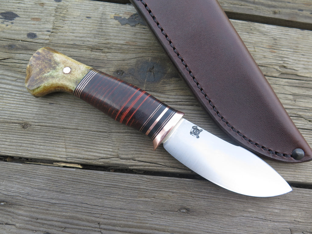 Crotch Stag & Horsehide Canoe Knife