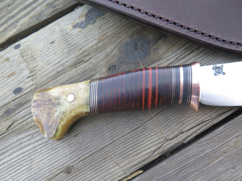 Crotch Stag & Horsehide Canoe Knife