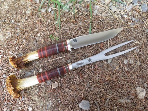 Crown Stag and Horsehide Stainless BBQ set