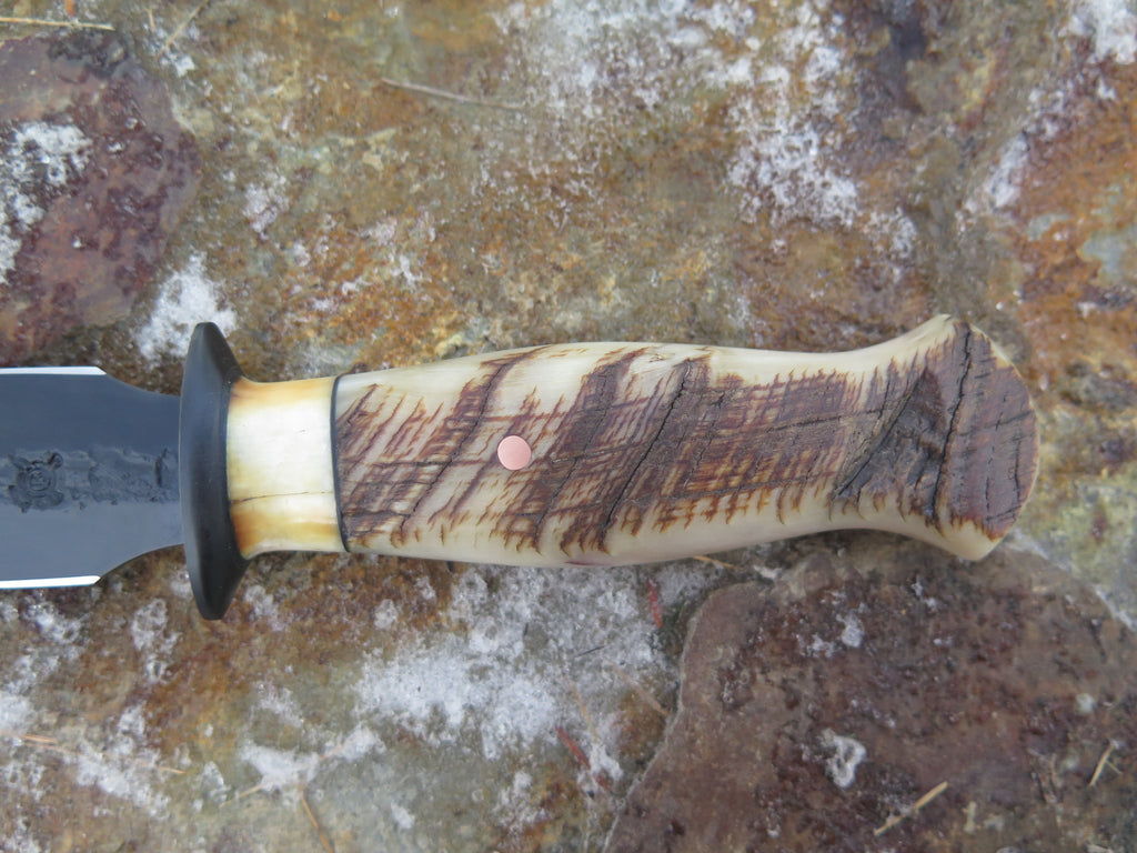 Premium Dall Sheep & Fossil Walrus Blued Boot Knife