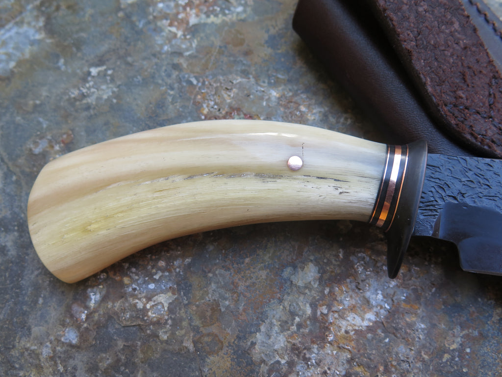 Premium Dall's Sheep Horn Blued Tanto