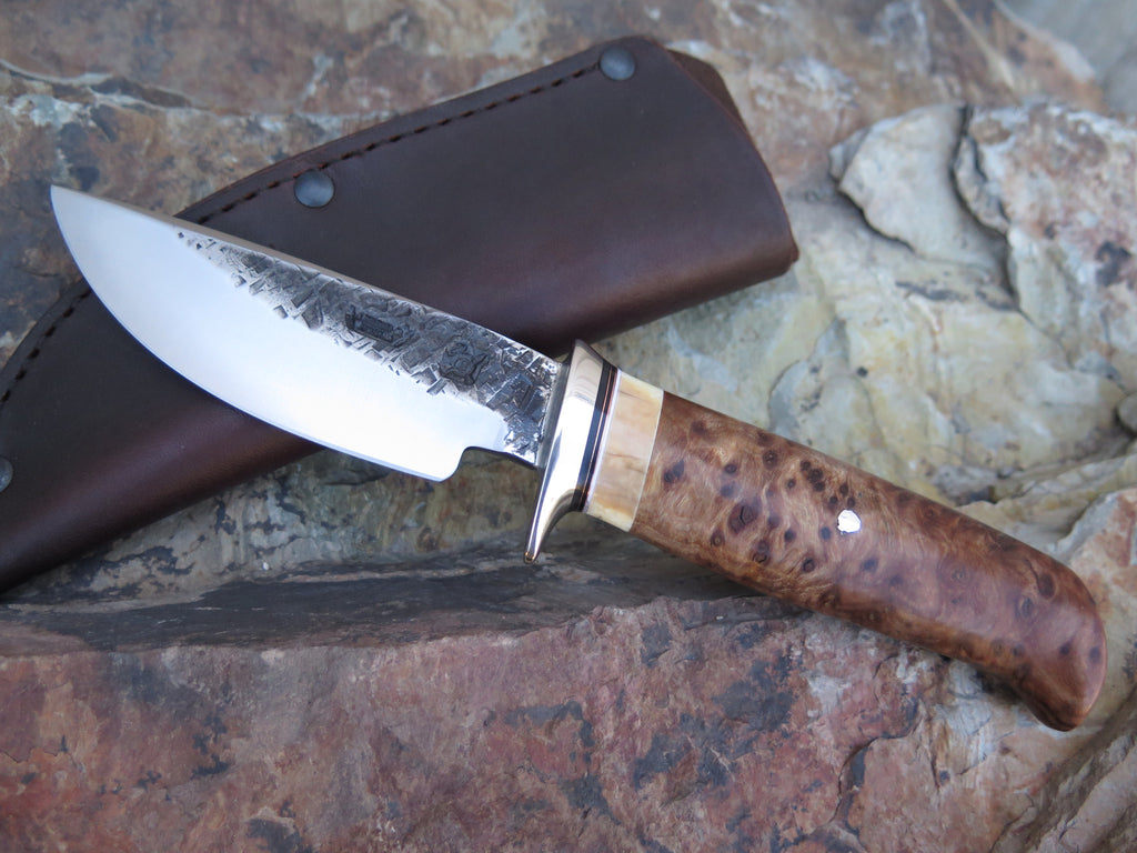 Redwood Burl and Walrus Ivory Drop Point