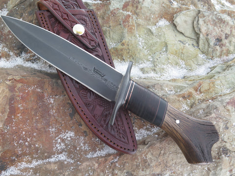 Crotch Stag & Horsehide Blued Double Edge Fighter