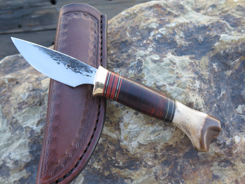 Crotch Stag and Horsehide Pocket Knife