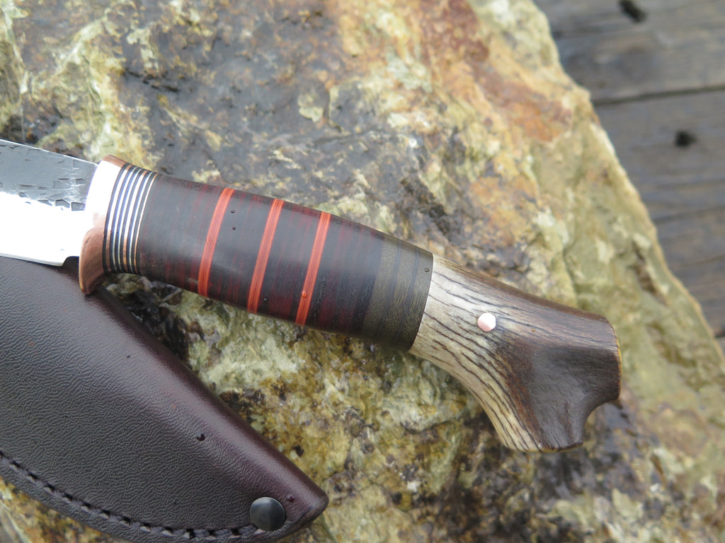 Crotch Stag and Horsehide Stainless Drop Point