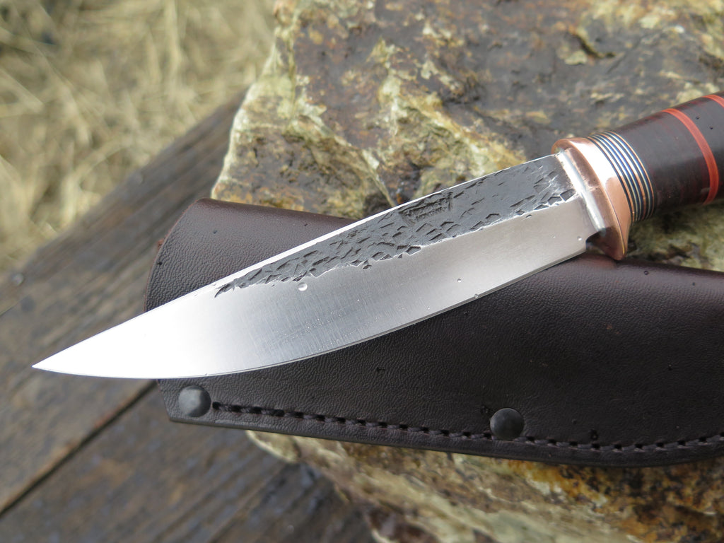 Crotch Stag and Horsehide Stainless Drop Point
