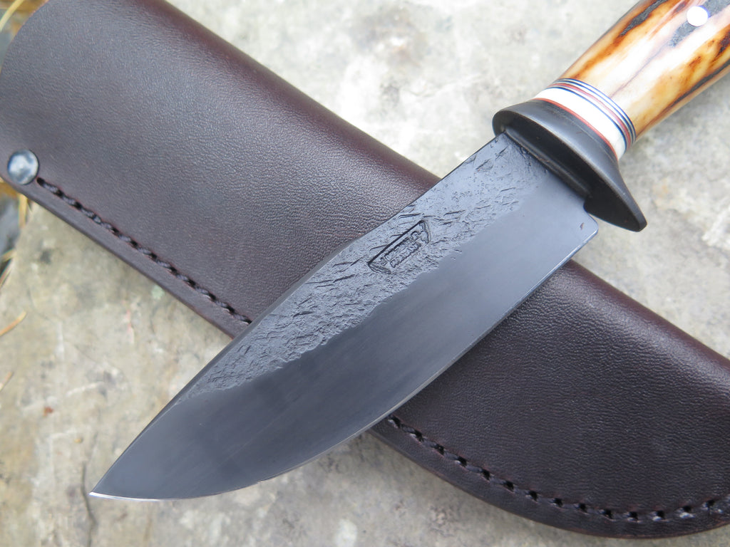 Sambar Stag and Mammoth Ivory Blued Drop Point