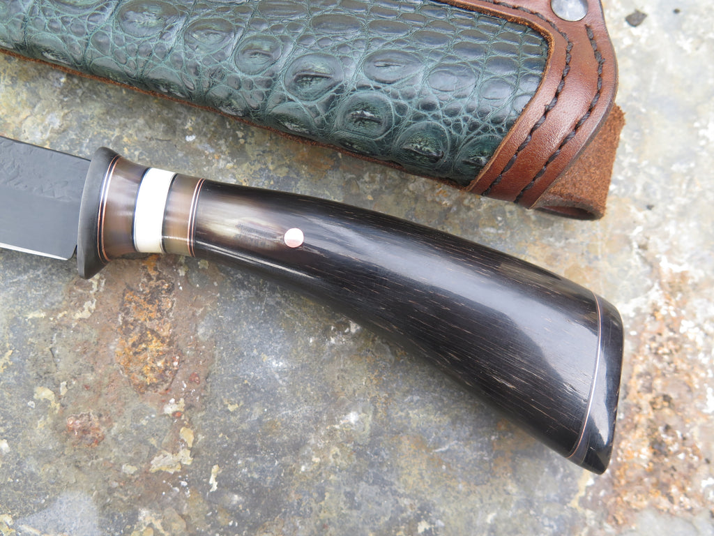 Kudu and Walrus Blued Spearpoint + Caiman inlay