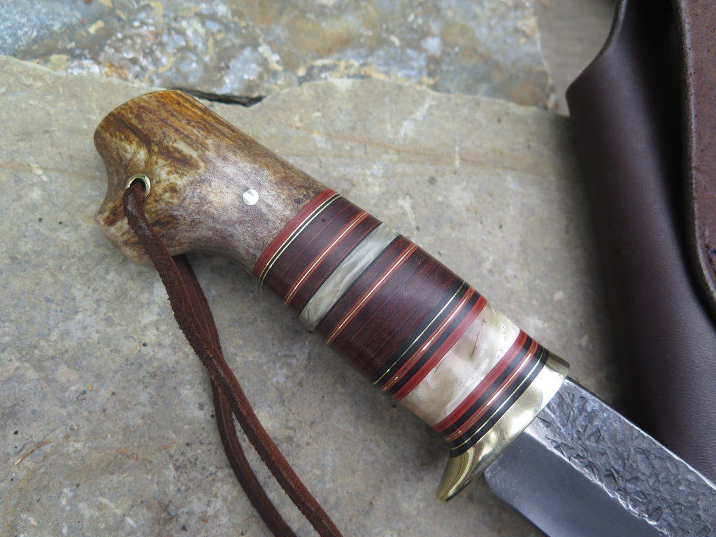 Crotch Stag, Musk Ox Boss and Horsehide Drop Point