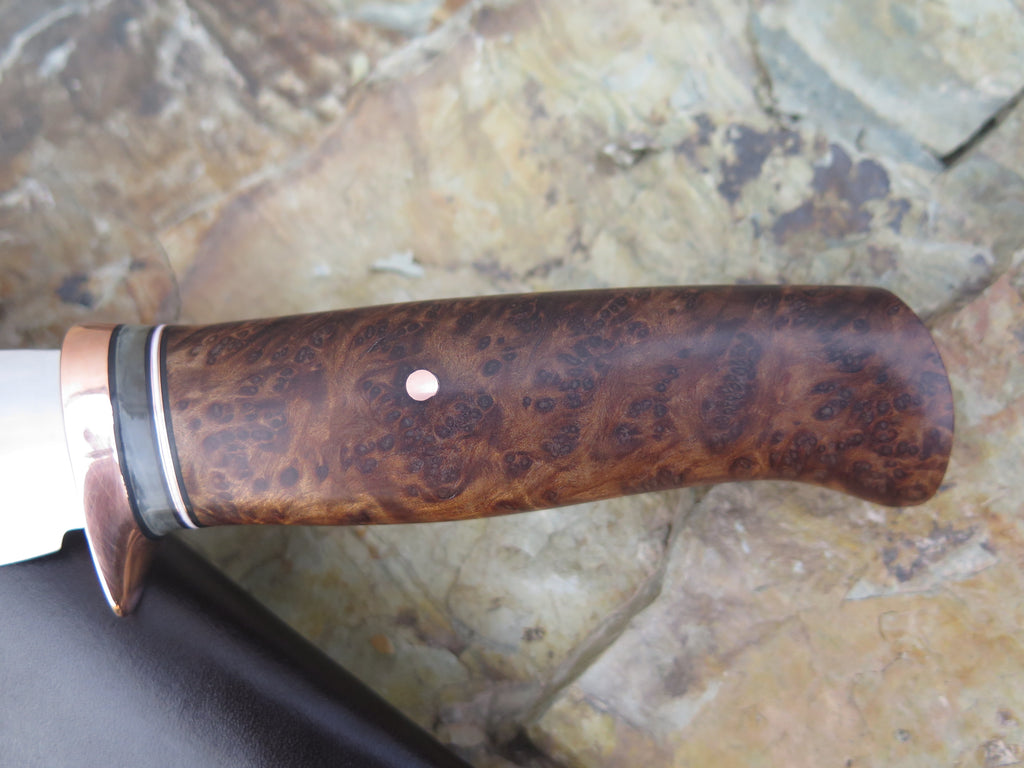 Birdseye Redwood and Ox Stainless Drop Point