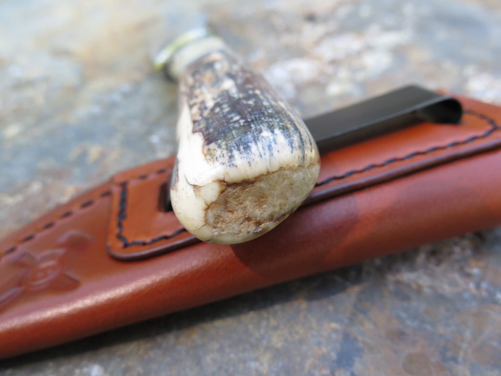 Fossil Walrus and Musk Ox Boss Canoe Knife