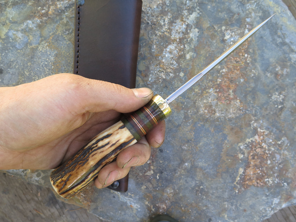 Premium Sambar Stag and Horsehide Modified Drop Point
